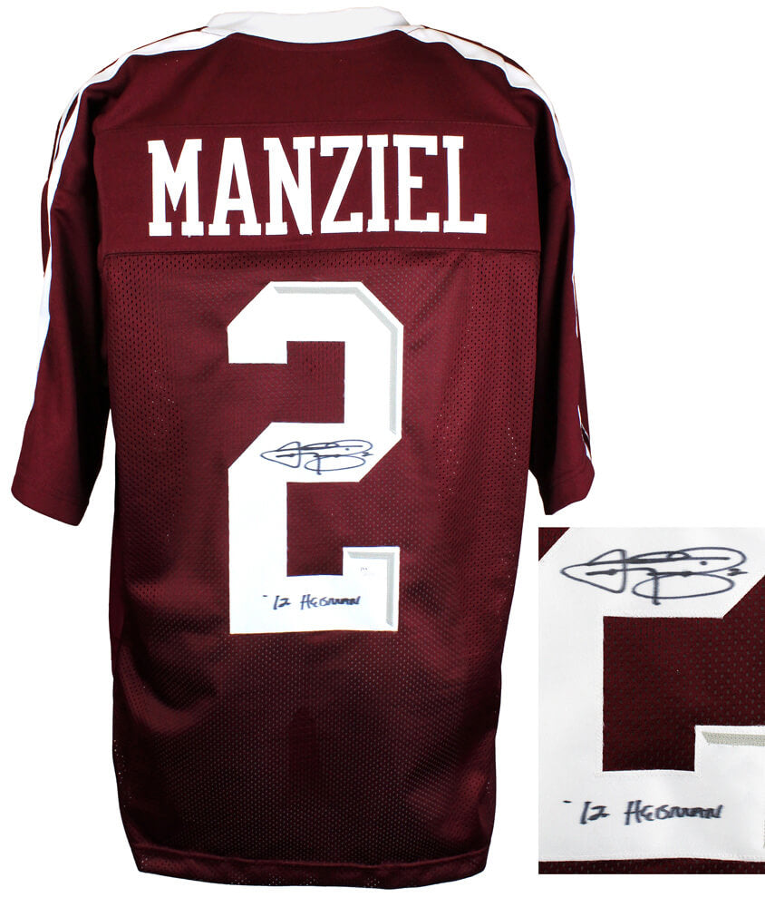 Johnny Manziel Signed Maroon Custom College Football Jersey w/'12 Heisman (JSA) - MANJRY310 - Johnny Manziel Signed Maroon Custom College Football Jersey w/'12 Heisman (JSA) product image