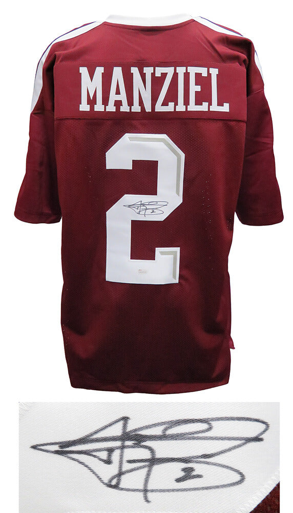 Johnny Manziel Signed Maroon Custom Football Jersey (JSA) - MANJRY311 - Johnny Manziel Signed Maroon Custom Football Jersey (JSA) product image