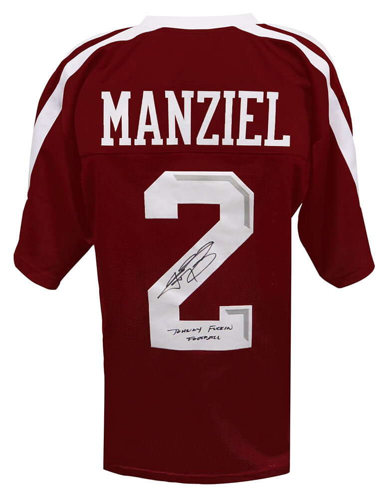 Johnny Manziel Signed Maroon Custom Football Jersey w/Johnny F*^ckin Football - MANJRY317 - Johnny Manziel Signed Maroon Custom Football Jersey w/Johnny F*^ckin Football product image