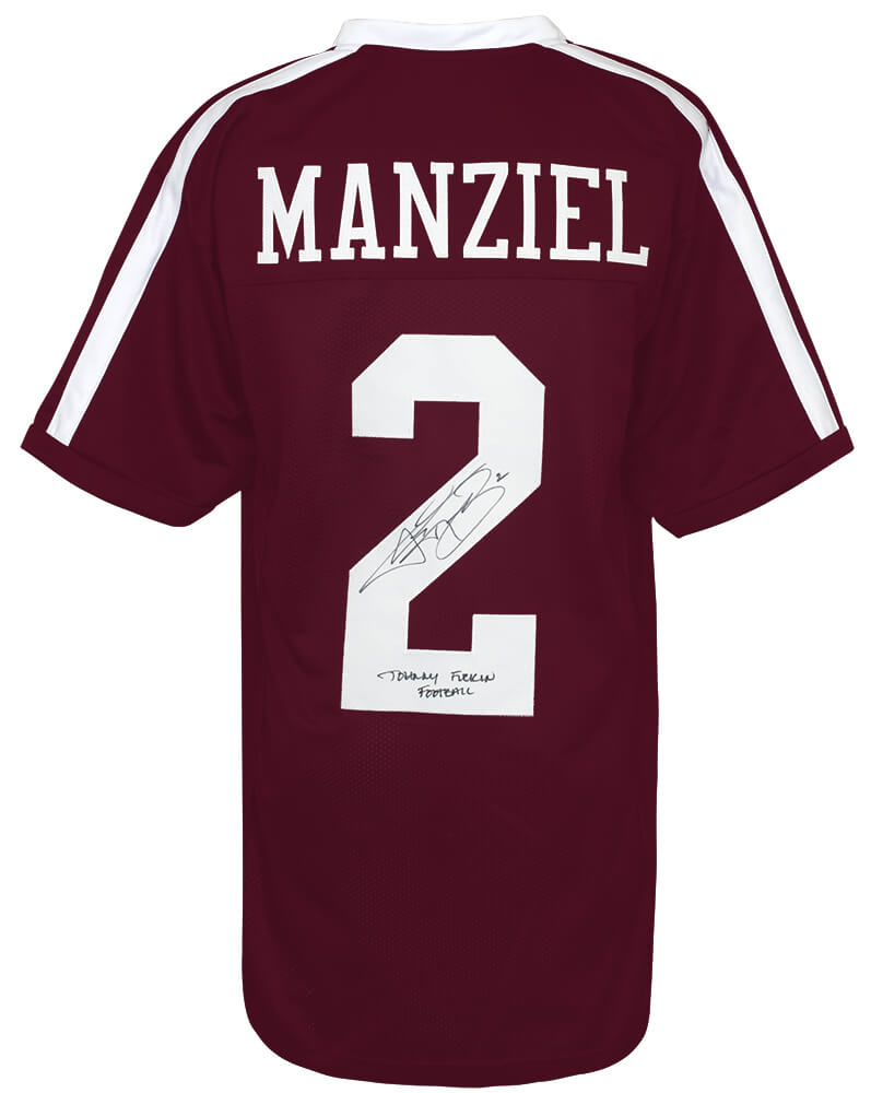 Johnny Manziel Signed Maroon Custom Football Jersey w/Johnny F--in Football - MANJRY319 - Johnny Manziel Signed Maroon Custom Football Jersey w/Johnny F--in Football product image
