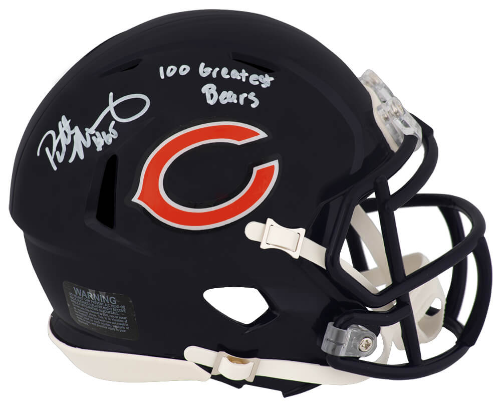 Patrick Mannelly Signed Chicago Bears Riddell Speed Mini Helmet w/100 Greatest Bears - MANMIN350 - Patrick Mannelly Signed Chicago Bears Riddell Speed Mini Helmet w/100 Greatest Bears product image