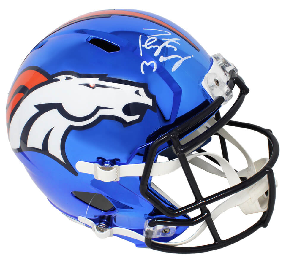 Peyton Manning Signed Denver Broncos Chrome Riddell Full-Size Replica Helmet - MANREP303 - Peyton Manning Signed Denver Broncos Chrome Riddell Full-Size Replica Helmet product image