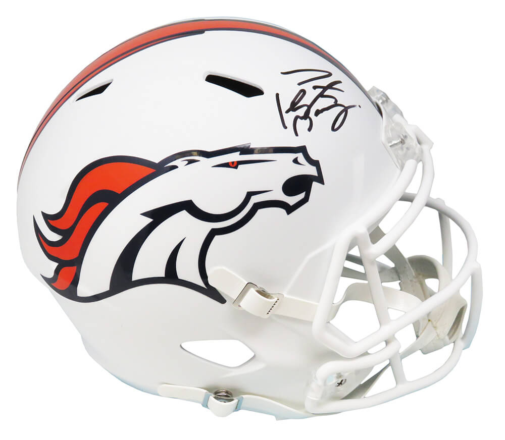 Peyton Manning Signed Denver Broncos Flat White Matte Riddell Full Size Speed Replica Helmet - MANREP307 - Peyton Manning Signed Denver Broncos Flat White Matte Riddell Full Size Speed Replica Helmet product image