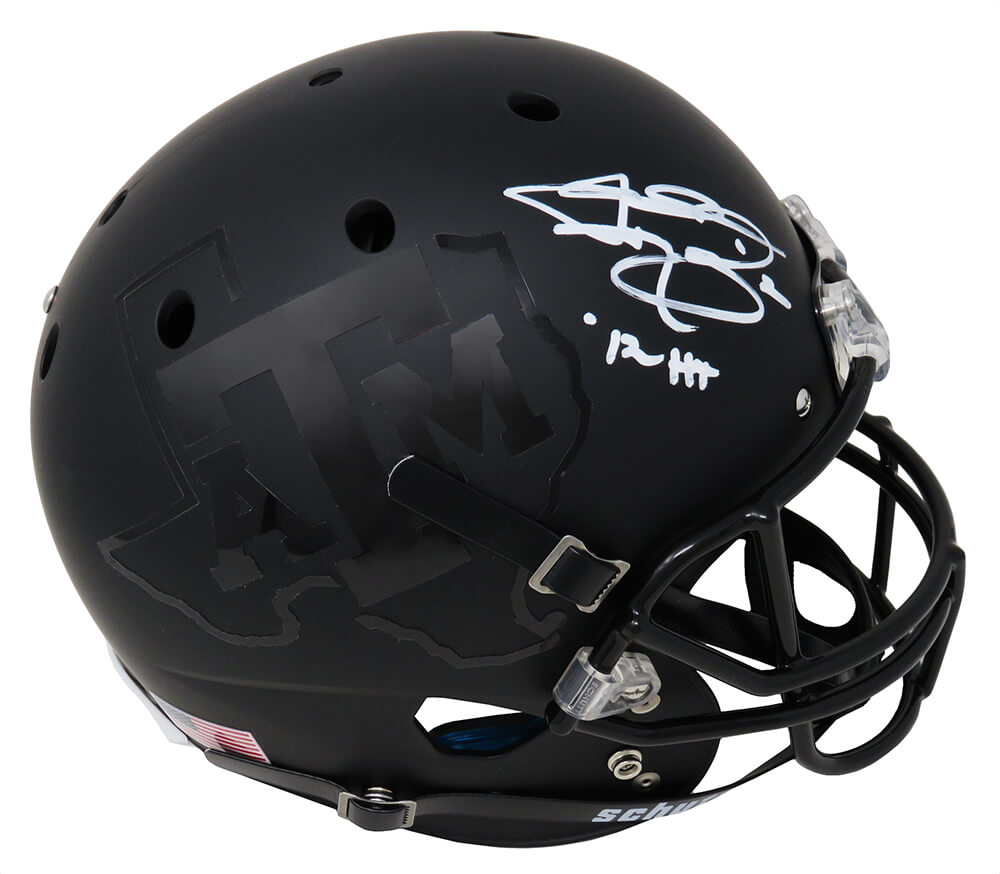 Johnny Manziel Signed Texas A&M Black Schutt Full Size Replica Helmet w/12 HT - MANREP322 - Johnny Manziel Signed Texas A&M Black Schutt Full Size Replica Helmet w/12 HT product image