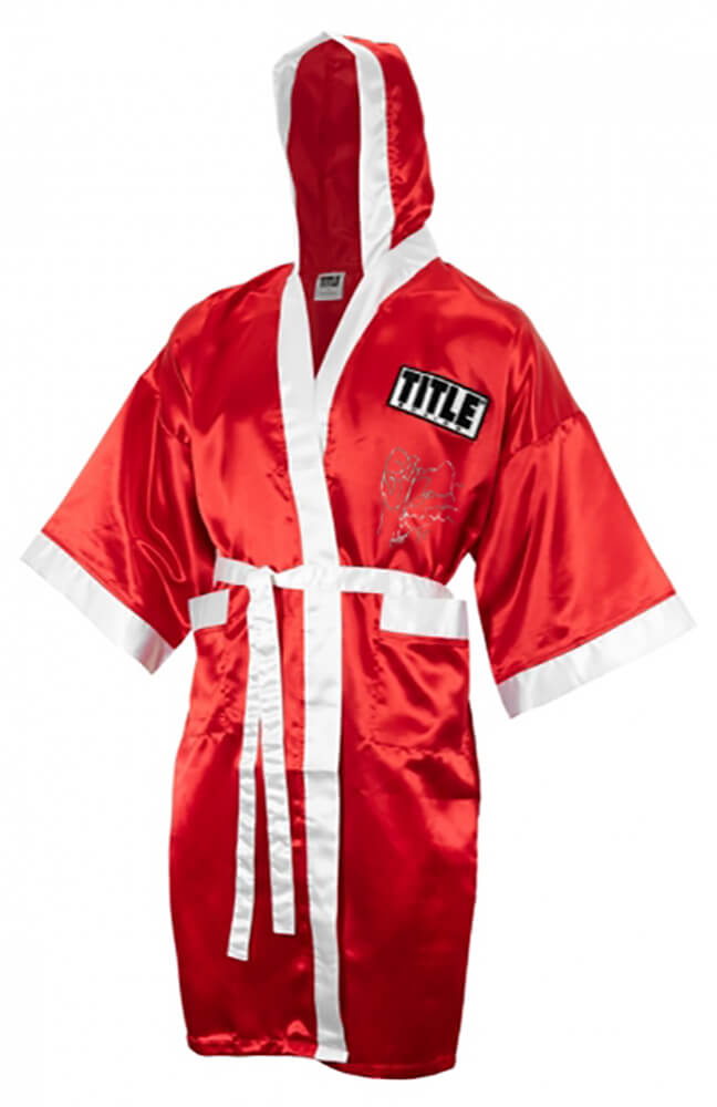 Ray Mancini Signed Title Red & White Boxing Robe w/Boom Boom, HOF'15 - MANROB502 - Ray Mancini Signed Title Red & White Boxing Robe w/Boom Boom, HOF'15 product image