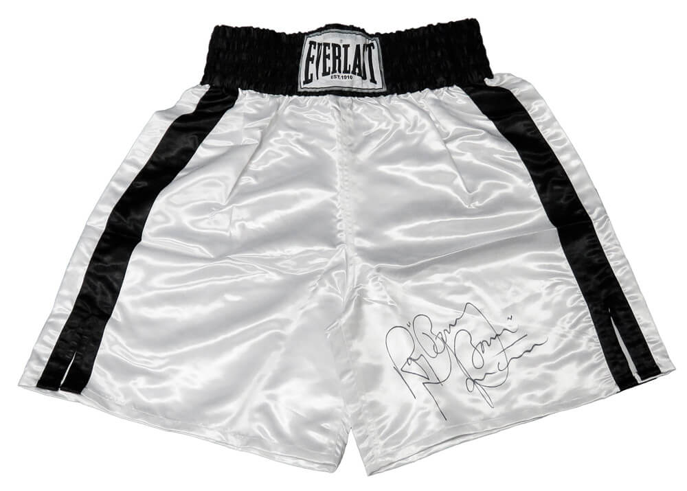 Ray Mancini Signed Everlast White Boxing Trunks w/Boom Boom - MANTRU500 - Ray Mancini Signed Everlast White Boxing Trunks w/Boom Boom product image