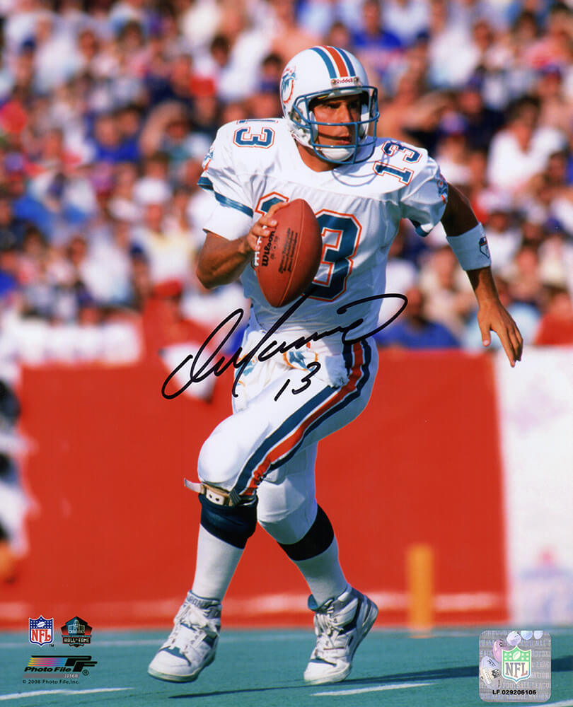 Dan Marino Signed Miami Dolphins Roll Out White Jersey Action 8x10 Photo - MAR08P307 - Dan Marino Signed Miami Dolphins Roll Out White Jersey Action 8x10 Photo product image