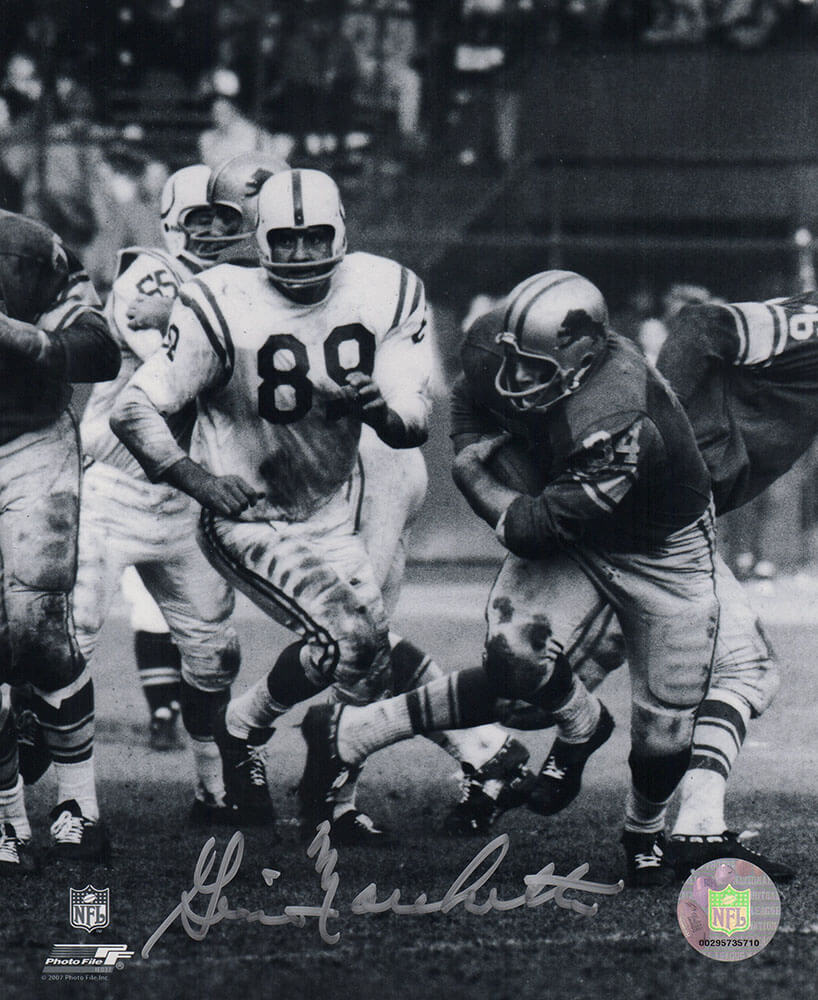 Gino Marchetti Signed Colts B&W Action vs Lions 8x10 Photo - MAR08P344TW - Gino Marchetti Signed Colts B&W Action vs Lions 8x10 Photo product image