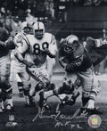 Gino Marchetti Signed Colts B&W White Jersey Action vs Lions 8x10 Photo w/HOF'72 - MAR08P346TW - Gino Marchetti Signed Colts B&W White Jersey Action vs Lions 8x10 Photo w/HOF'72 product image