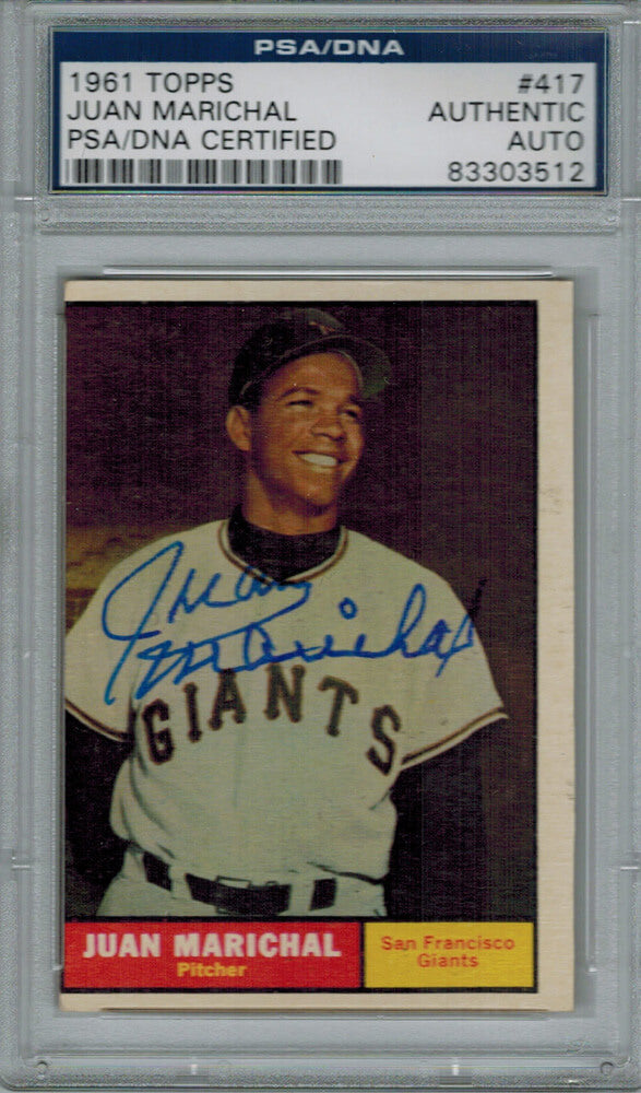 Juan Marichal Signed Giants 1961 Topps Rookie Card #417 PSA/DNA - MARCAR100 - Juan Marichal Signed Giants 1961 Topps Rookie Card #417 PSA/DNA product image