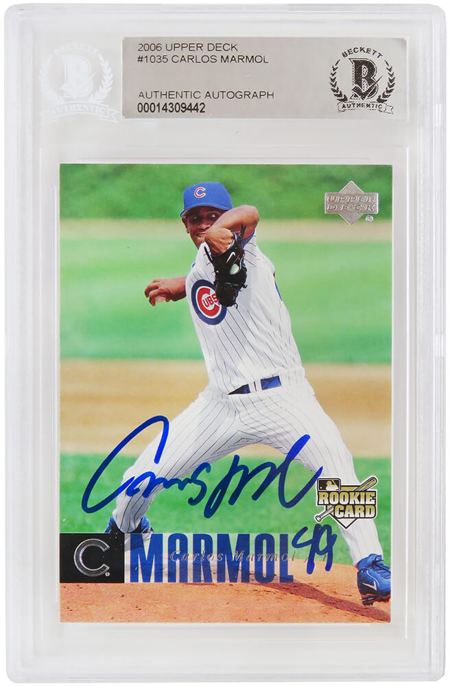 Carlos Marmol Signed Chicago Cubs 2006 Upper Deck Rookie Baseball Card #1035 - (Beckett Encapsulated) - MARCAR113 - Carlos Marmol Signed Chicago Cubs 2006 Upper Deck Rookie Baseball Card #1035 - (Beckett Encapsulated) product image