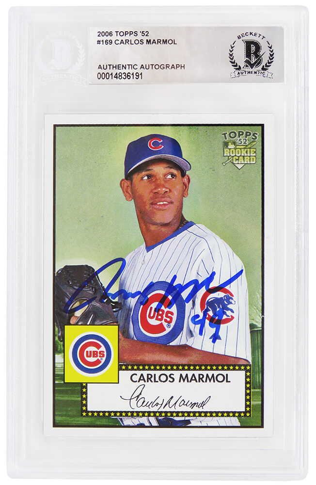 Carlos Marmol Signed Chicago Cubs 2006 Topps 52 Rookie Baseball Card #169 - (Beckett Encapsulated) - MARCAR114 - Carlos Marmol Signed Chicago Cubs 2006 Topps 52 Rookie Baseball Card #169 - (Beckett Encapsulated) product image