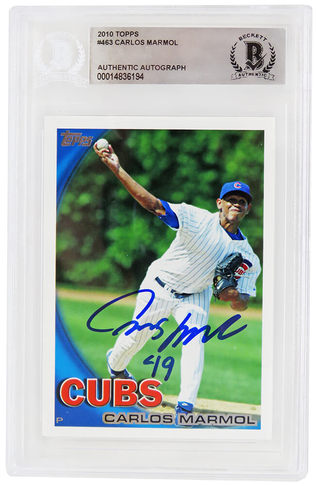 Carlos Marmol Signed Chicago Cubs 2010 Topps Baseball Card #463 - (Beckett Encapsulated) - MARCAR115 - Carlos Marmol Signed Chicago Cubs 2010 Topps Baseball Card #463 - (Beckett Encapsulated) product image