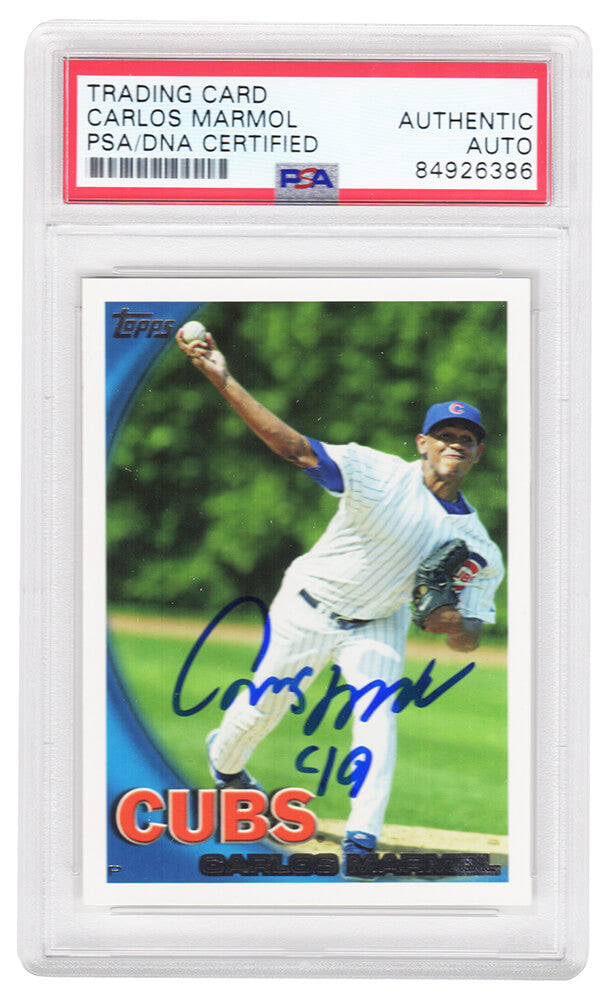 Carlos Marmol Signed Chicago Cubs 2010 Topps Baseball Card #463 - (PSA Encapsulated) - MARCAR118 - Carlos Marmol Signed Chicago Cubs 2010 Topps Baseball Card #463 - (PSA Encapsulated) product image