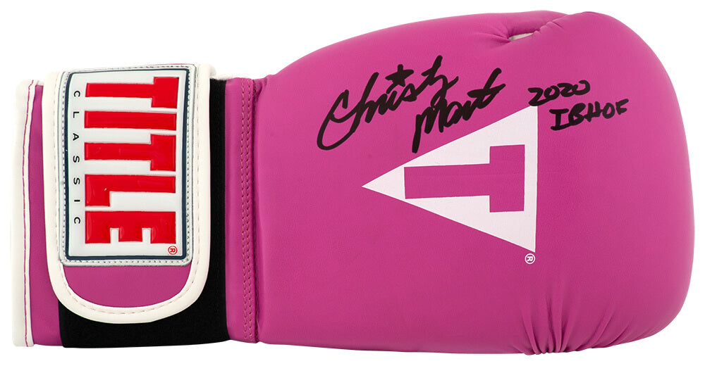 Christy Martin Signed Title Pink & White Boxing Glove w/2020 IB HOF - MARGLV500 - Christy Martin Signed Title Pink & White Boxing Glove w/2020 IB HOF product image