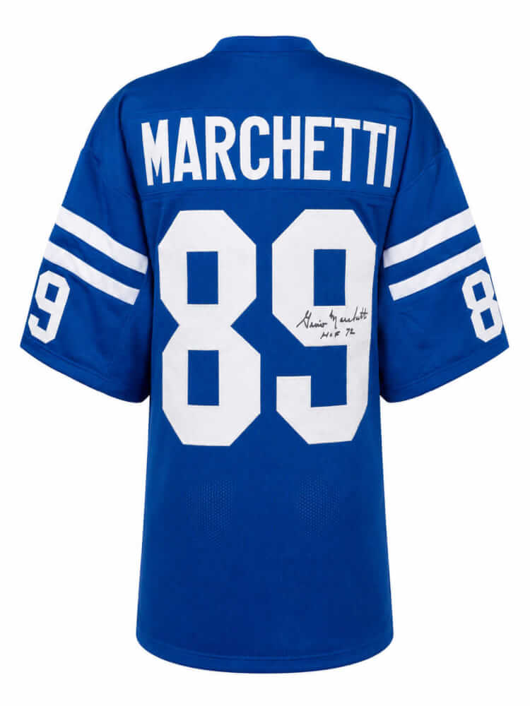 Gino Marchetti Signed Blue Throwback Custom Football Jersey w/HOF'72 - MARJRY335TW - Gino Marchetti Signed Blue Throwback Custom Football Jersey w/HOF'72 product image