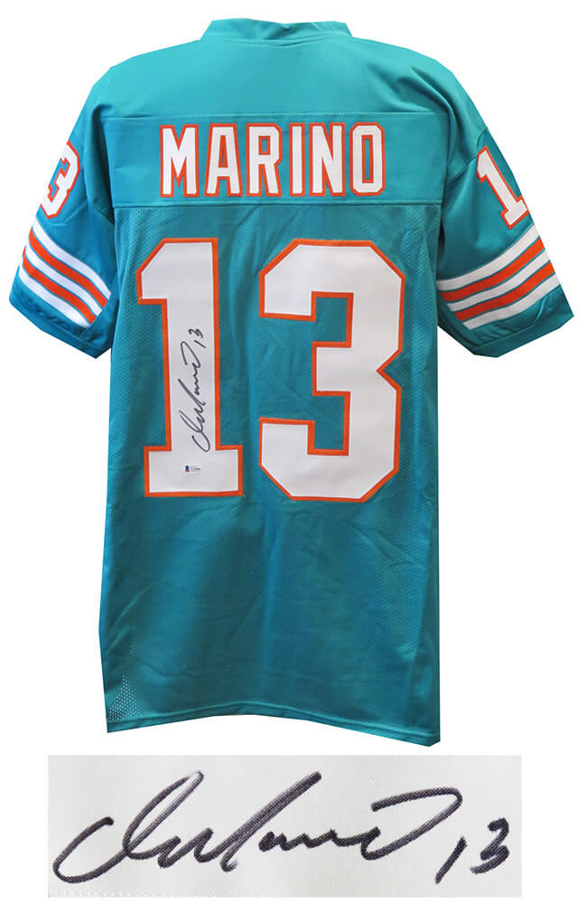 Dan Marino Signed Teal Custom Football Jersey (Beckett) - MARJRY342 - Dan Marino Signed Teal Custom Football Jersey (Beckett) product image