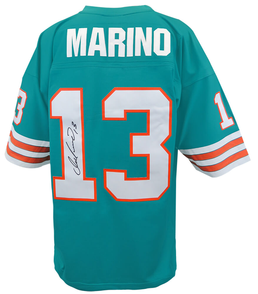 Dan Marino Signed Miami Dolphins Throwback Teal Mitchell & Ness NFL Legacy Football Jersey - MARJRY343 - Dan Marino Signed Miami Dolphins Throwback Teal Mitchell & Ness NFL Legacy Football Jersey product image
