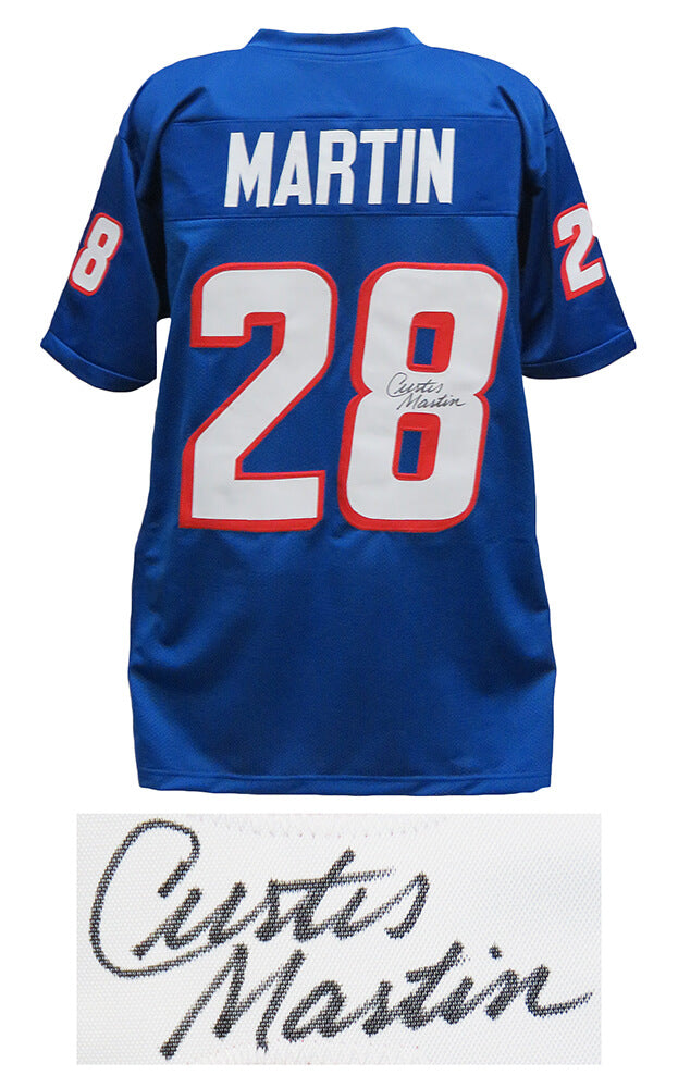 Curtis Martin Signed Blue Throwback Custom Football Jersey - MARJRY352 - Curtis Martin Signed Blue Throwback Custom Football Jersey product image