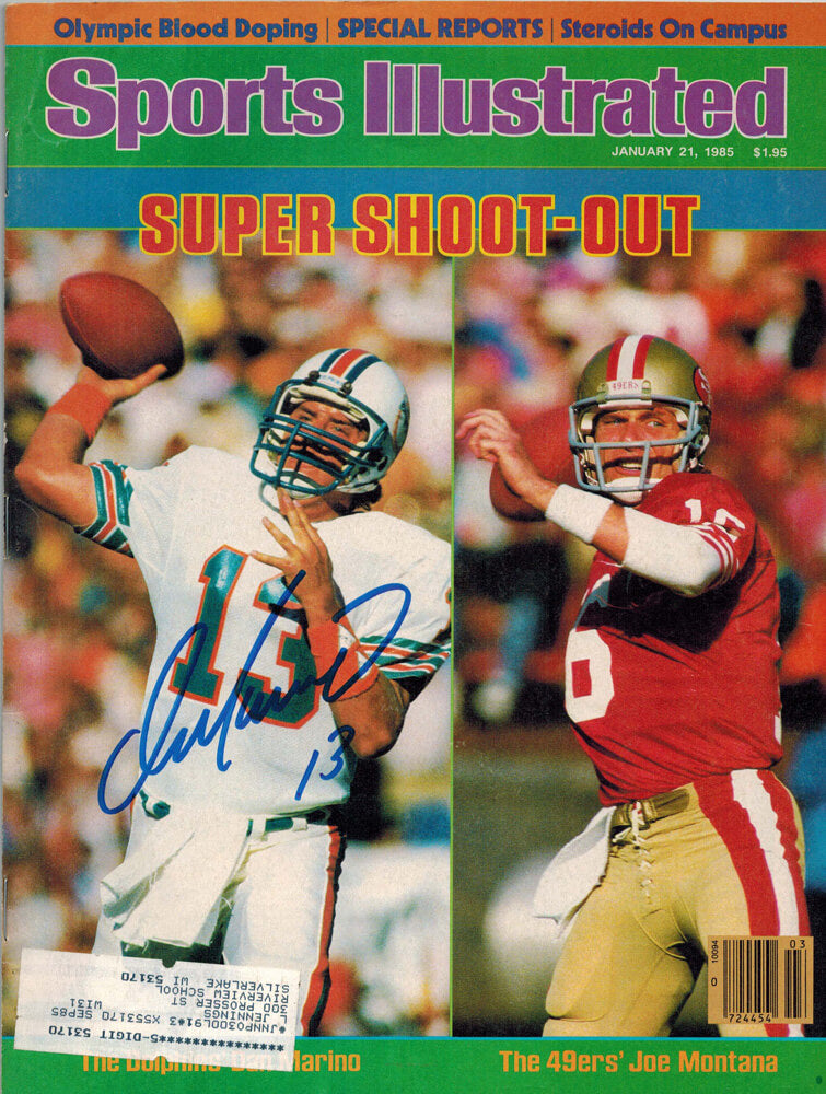 Dan Marino Signed Dolphins "Super Shoot-Out" Sports Illustrated 1/21/85 w/Joe Montana - MARMAG300 - Dan Marino Signed Dolphins "Super Shoot-Out" Sports Illustrated 1/21/85 w/Joe Montana product image