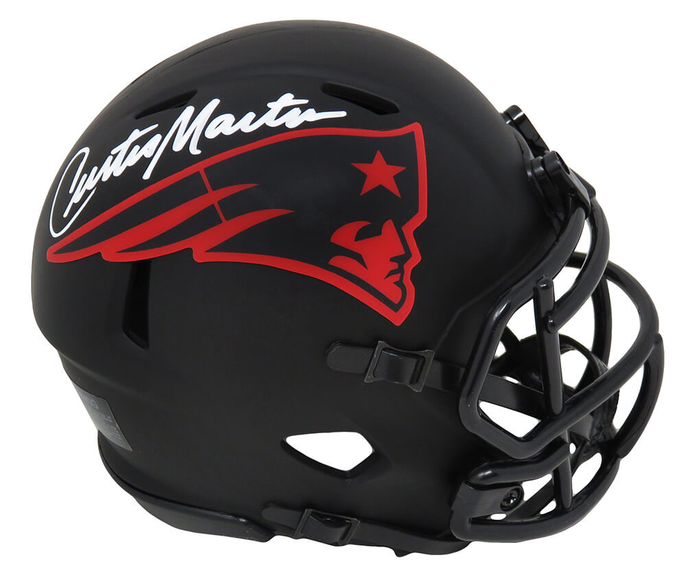 Curtis Martin Signed New England Patriots Eclipse Black Matte Riddell Speed Mini Helmet - MARMIN381 - Curtis Martin Signed New England Patriots Eclipse Black Matte Riddell Speed Mini Helmet product image
