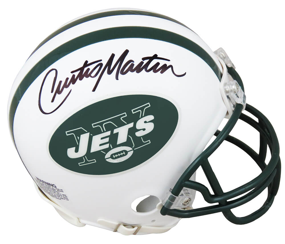 Curtis Martin Signed New York Jets Throwback White Riddell Mini Helmet - MARMIN384 - Curtis Martin Signed New York Jets Throwback White Riddell Mini Helmet product image