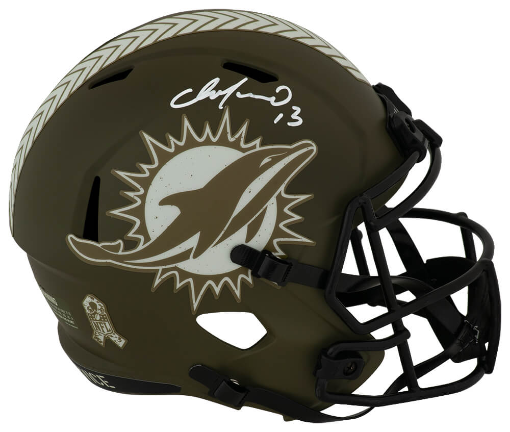 Dan Marino Signed Miami Dolphins Salute Riddell Full Size Speed Replica Helmet - MARREP348 - Dan Marino Signed Miami Dolphins Salute Riddell Full Size Speed Replica Helmet product image