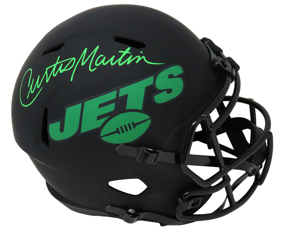 Curtis Martin Signed New York Jets Eclipse Black Matte Riddell Full Size Speed Replica Helmet - MARREP355 - Curtis Martin Signed New York Jets Eclipse Black Matte Riddell Full Size Speed Replica Helmet product image