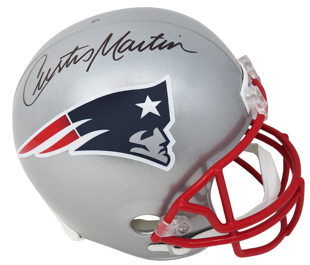 Curtis Martin Signed New England Patriots Riddell Full Size Replica Helmet - MARREP358 - Curtis Martin Signed New England Patriots Riddell Full Size Replica Helmet product image