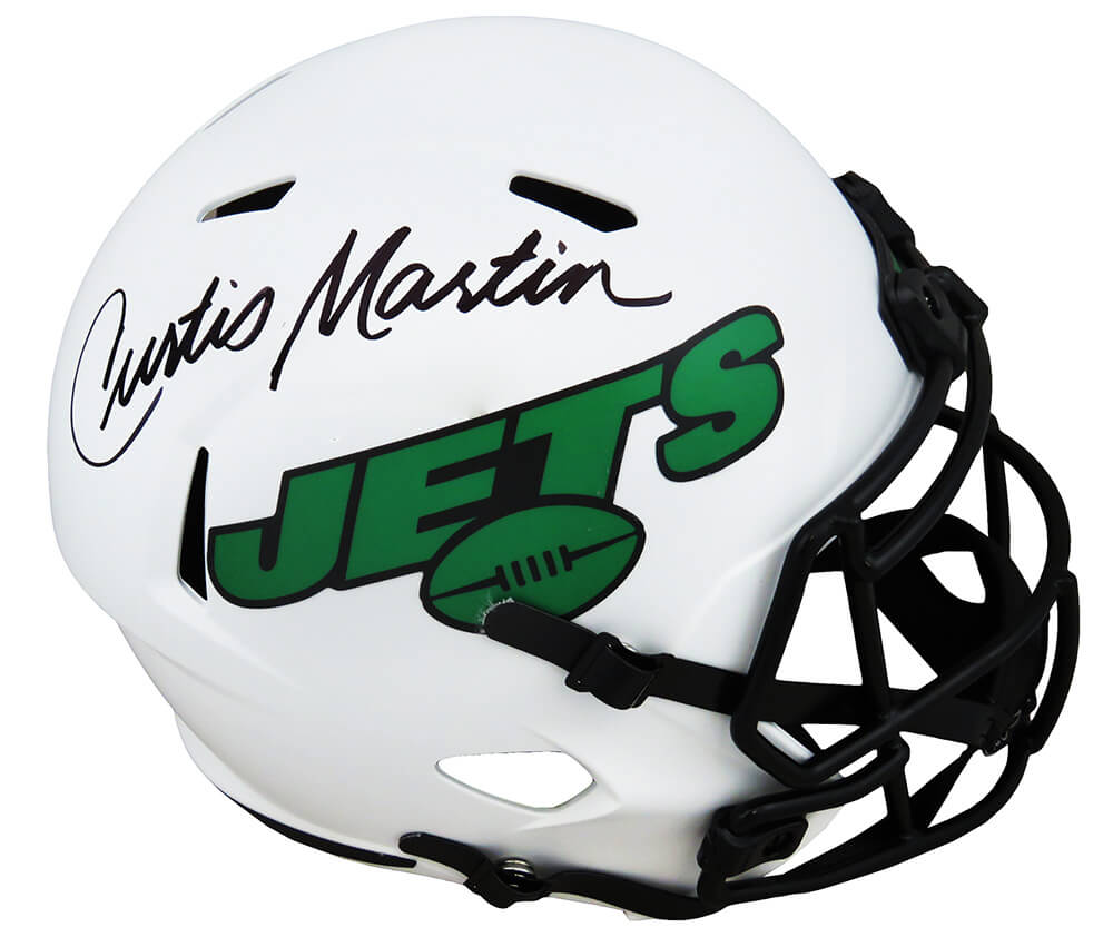 Curtis Martin Signed New York Jets Lunar Eclipse White Matte Riddell Full Size Speed Replica Helmet - MARREP362 - Curtis Martin Signed New York Jets Lunar Eclipse White Matte Riddell Full Size Speed Replica Helmet product image