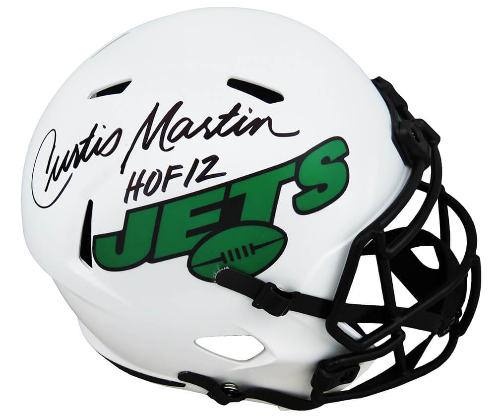 Curtis Martin Signed New York Jets Lunar Eclipse White Matte Riddell Full Size Speed Replica Helmet w/HOF'12 - MARREP363 - Curtis Martin Signed New York Jets Lunar Eclipse White Matte Riddell Full Size Speed Replica Helmet w/HOF'12 product image