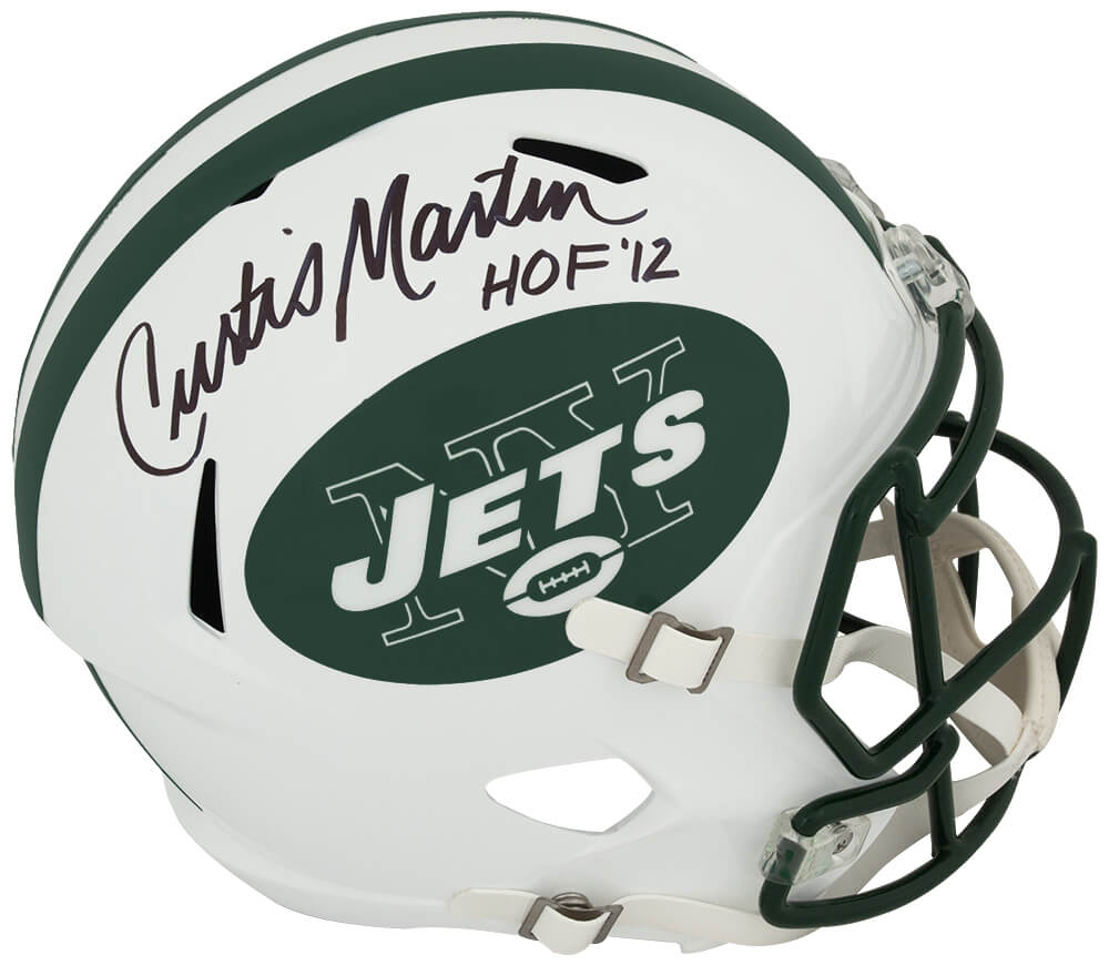 Curtis Martin Signed New York Jets White Throwback Riddell Full Size Speed Replica Helmet w/HOF'12 - MARREP367 - Curtis Martin Signed New York Jets White Throwback Riddell Full Size Speed Replica Helmet w/HOF'12 product image