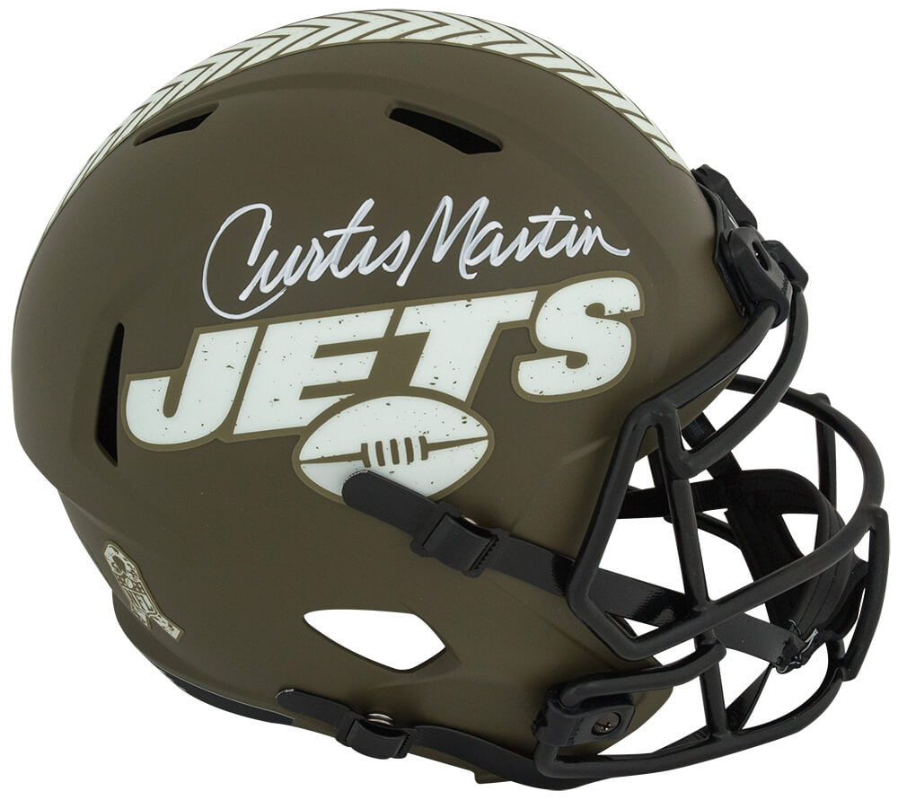 Curtis Martin Signed New York Jets Salute to Service Riddell Full Size Speed Replica Helmet - MARREP368 - Curtis Martin Signed New York Jets Salute to Service Riddell Full Size Speed Replica Helmet product image