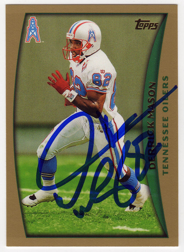 Derrick Mason Signed Houston Oilers 1998 Topps Football Trading Card #102 - MASCAR300 - Derrick Mason Signed Houston Oilers 1998 Topps Football Trading Card #102 product image