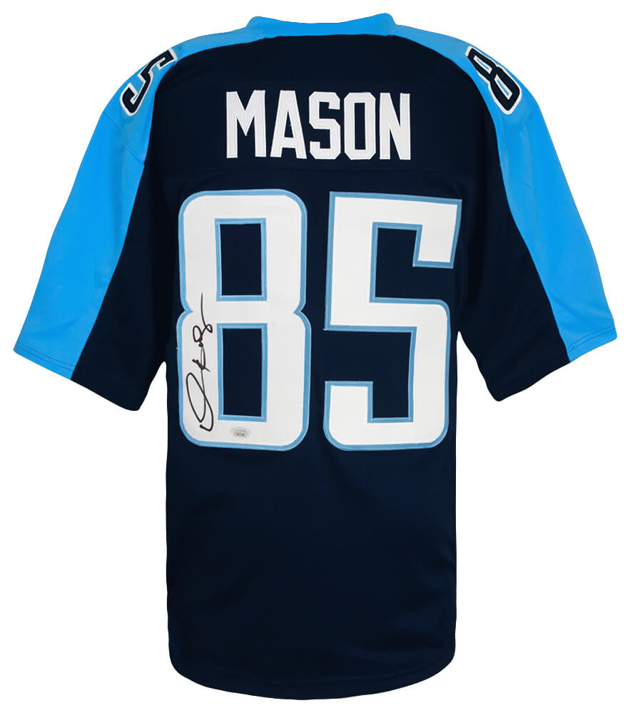 Derrick Mason Signed Navy Blue Custom Football Jersey - (JSA) - MASJRY300 - Derrick Mason Signed Navy Blue Custom Football Jersey - (JSA) product image