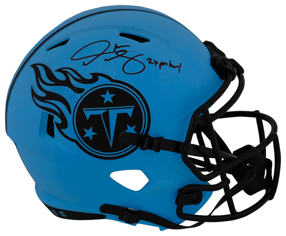 Derrick Mason Signed Tennessee Titans RAVE Riddell Full Size Speed Replica Helmet w/2x Pro Bowl - MASREP302 - Derrick Mason Signed Tennessee Titans RAVE Riddell Full Size Speed Replica Helmet w/2x Pro Bowl product image