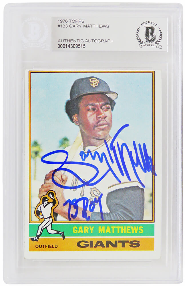 Gary Matthews Signed San Francisco Giants 1976 Topps Baseball Card #133 w/73 ROY - (Beckett Encapsulated) - MATCAR101 - Gary Matthews Signed San Francisco Giants 1976 Topps Baseball Card #133 w/73 ROY - (Beckett Encapsulated) product image