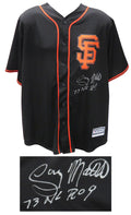 Gary Matthews Signed San Francisco Giants Black Majestic Replica Baseball Jersey w/73 NL ROY - MATJRY110 - Gary Matthews Signed San Francisco Giants Black Majestic Replica Baseball Jersey w/73 NL ROY product image