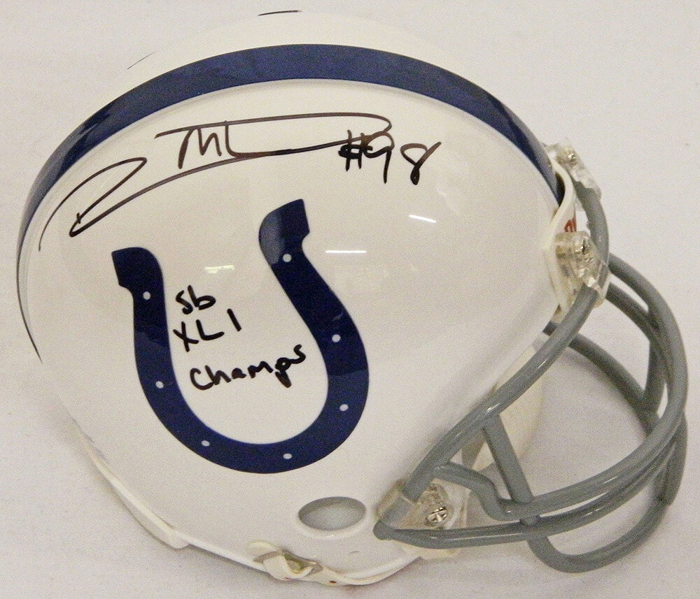 Robert Mathis Signed Colts Riddell Replica Mini Helmet w/SB XLI Champs - MATMIN301 - Robert Mathis Signed Colts Riddell Replica Mini Helmet w/SB XLI Champs product image