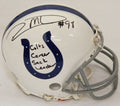 Robert Mathis Signed Colts Riddell Replica Mini Helmet w/Colts Career Sack Leader - MATMIN303 - Robert Mathis Signed Colts Riddell Replica Mini Helmet w/Colts Career Sack Leader product image