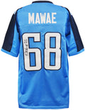 Kevin Mawae Signed Blue Custom Football Jersey w/HOF 2019 - MAWJRY301 - Kevin Mawae Signed Blue Custom Football Jersey w/HOF 2019 product image