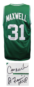 Cedric Maxwell Signed Green Throwback Custom Basketball Jersey w/81 Finals MVP - MAXJRY200 - Cedric Maxwell Signed Green Throwback Custom Basketball Jersey w/81 Finals MVP product image