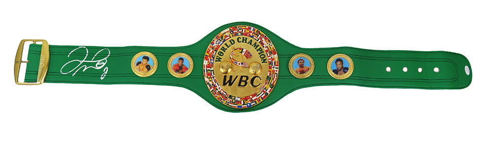 Floyd Mayweather Jr. Signed Boxing Championship Green Full Size Belt (JSA) - MAYBLT503 - Floyd Mayweather Jr. Signed Boxing Championship Green Full Size Belt (JSA) product image