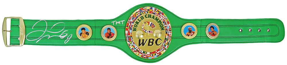 Floyd Mayweather Jr. Signed Green World Champion Full Size Boxing Belt w/TMT - MAYBLT506 - Floyd Mayweather Jr. Signed Green World Champion Full Size Boxing Belt w/TMT product image