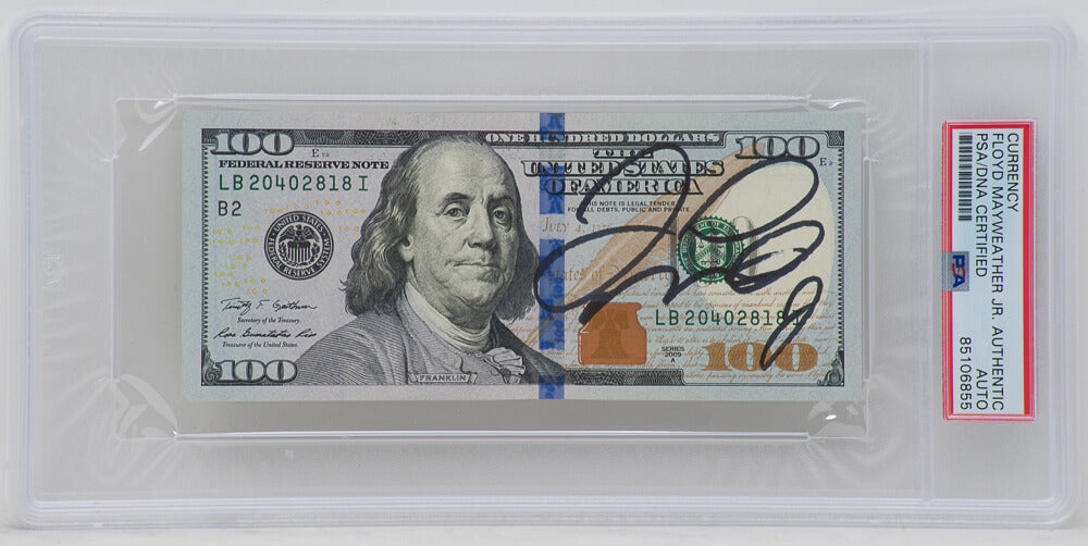 Floyd Mayweather Jr. Signed $100 Bill US Currency - (PSA/DNA Encapsulated) - MAYCUT502 - Floyd Mayweather Jr. Signed $100 Bill US Currency - (PSA/DNA Encapsulated) product image