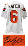 Baker Mayfield Signed White Custom Jersey - MAYJRY300 - Baker Mayfield Signed White Custom Jersey product image