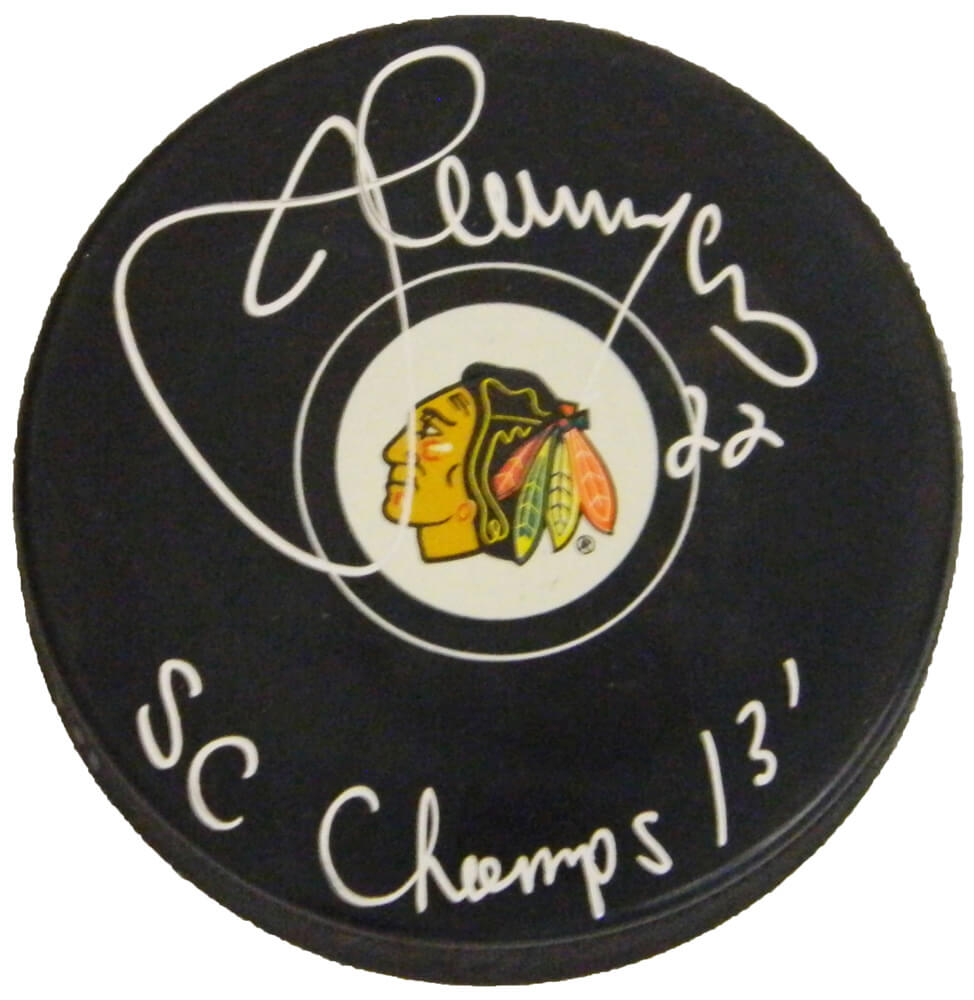 Jamal Mayers Signed Blackhawks Logo Hockey Puck w/SC Champs 13 - MAYPUC401 - Jamal Mayers Signed Blackhawks Logo Hockey Puck w/SC Champs 13 product image