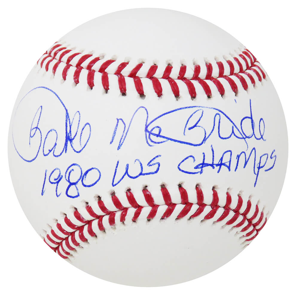 Bake McBride Signed Rawlings Official MLB Baseball w/80 WS Champs - MCBBSB102 - Bake McBride Signed Rawlings Official MLB Baseball w/80 WS Champs product image
