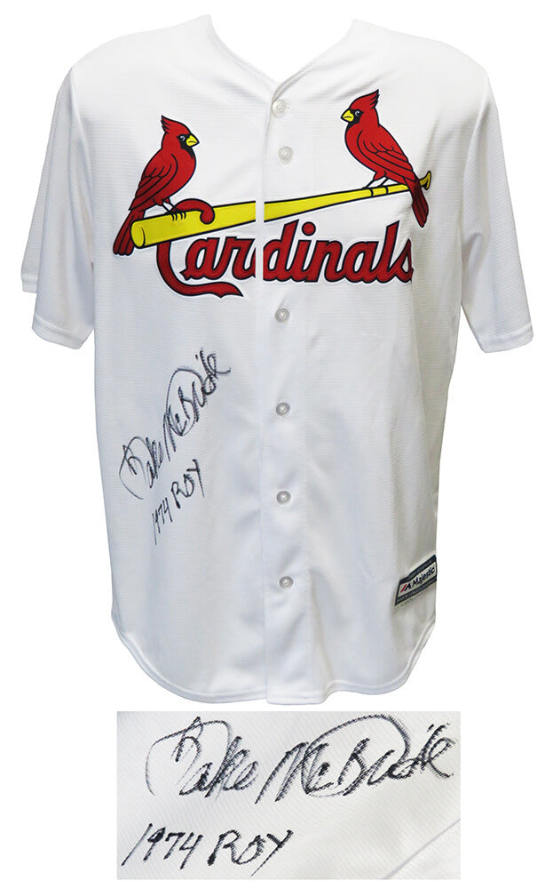 Bake McBride Signed St Louis Cardinals Majestic White Replica Baseball Jersey w/1974 ROY - MCBJRY100 - Bake McBride Signed St Louis Cardinals Majestic White Replica Baseball Jersey w/1974 ROY product image