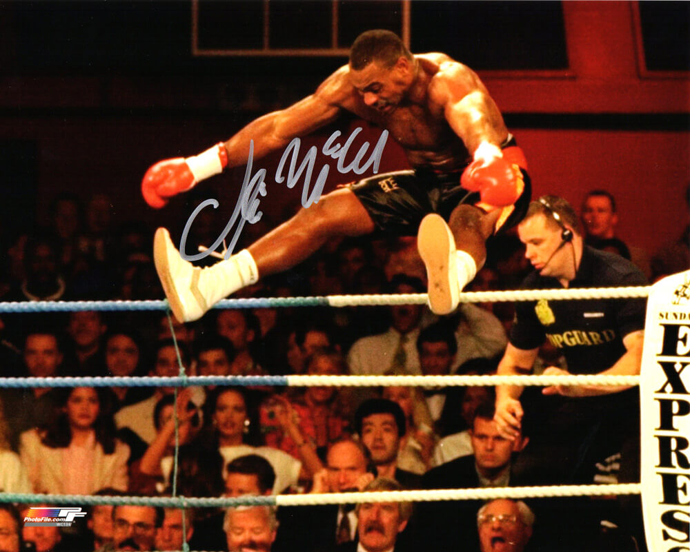 Oliver McCall Signed Boxing Jumping In Air Celebration 8x10 Photo - MCC08P500 - Oliver McCall Signed Boxing Jumping In Air Celebration 8x10 Photo product image